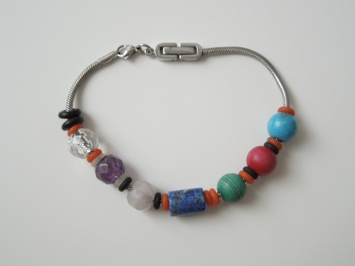 Bracelet inox boules - boules, malachite