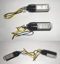 PAIRE DE MINI CLIGNOTANTS CYLINDRIQUES LED. NOIR, CAFE RACER, BOBBER, BRATSTYLE