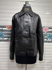 Chemise femme en cuir noir