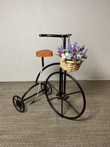 Metal tricycle wooden seat - tricycle, w/
