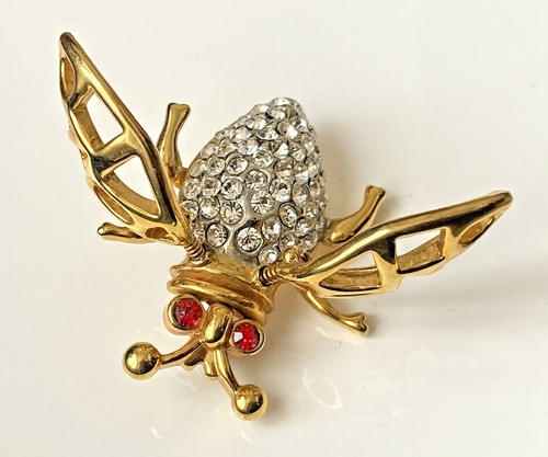 Broche insecte doré strass - insecte,