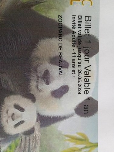 Vends billet entrée zoo - billet, au