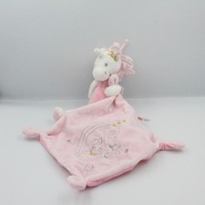Doudou licorne rose blanc