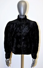 Vintage 80s black faux fur brandebourg jacket TED LAPIDUS PARIS size 40FR 8US