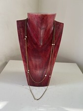 Ancien Collier sautoir deux rangs métal et perles naturelles 1920