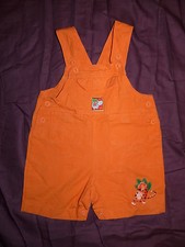 Salopette courte orange Hippo-Lipo en denim 100% coton bébé garçon 12 mois TBE 