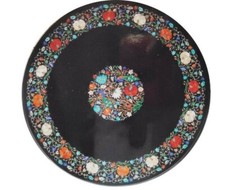 36 " Marbre Dîner Table Top Pietra Dura Demi-Précieuses Pierres Art Décor