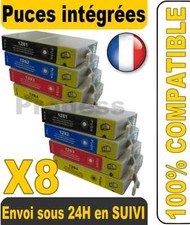 LOT DE 8 CARTOUCHE D'ENCRE non-OEM pr EPSON STYLUS SX125 T1281 T1282 T1283 T1284
