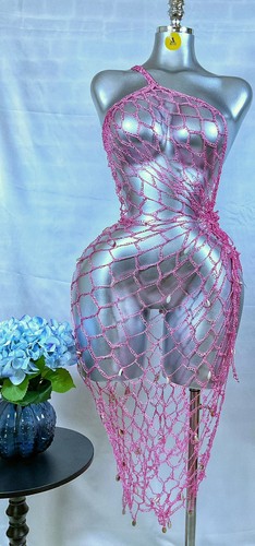 Handmade light pink - pink, fishnet