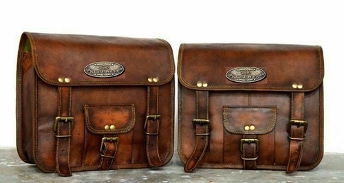 Sacoche moto cuir marron - de,