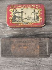 Lot 2 Boîtes Bergamote de Nancy en Métal Publicitaire