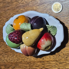 Ancienne coupe à fruits en céramique barbotine