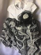 Isobella and Chloe Girls Black And White Ruffled Tiered Dress Size 18M- New