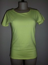 T-SHIRT 100% COTON FEMME MOULANT JAUNE FLUO MANCHE COURTE TAILLE 38