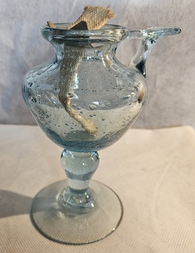 Lampe huille verre bleu - huille,