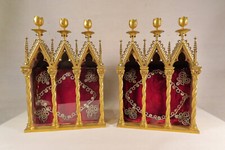 CHARLES CHRISTOFLE PARIS SUPERBE PAIRE DE CHASSE RELIQUAIRE RELIQUES BRONZE DORE