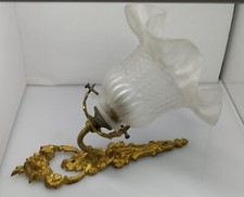 ANCIENNE APPLIQUE MURALE EN BRONZE  AVEC TULIPE EN VERRE