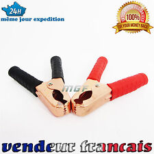 PAIRE DE PINCES CROCODILE POUR CHARGEUR DE BATTERIE DEMARREUR RAPIDE 500A NEUF