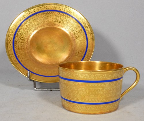 Incrustation tasse de - incrustation, d'or,