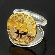 MAGNIFIQUE Pièce BITCOIN BTC collector Couleur OR, NEUVE !! Prix de départ 1€