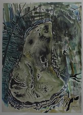 RENE FUMERON AQUARELLE COMPOSITION ABSTRAITE