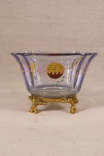 ANCIENNE JOLIE PETITE COUPE EMAILLEE MONTE BRONZE BACCARAT ESCALIER DE CRISTAL