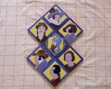 Seven Vintage 5 ½ Inch Triana Seville Spanish Character Portrait Ceramic Tiles
