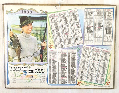 Almanach calendrier ptt 1969 - calendrier,