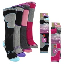 Paquet de 4 chaussettes de ski pour filles | Chaussettes thermiques d'hiver