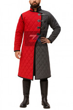 Rouge et Noir Matelassé Gambeson Manteau Médiéval Armure Veste pour Larp