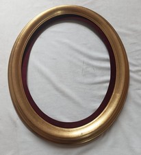 Cadre ovale en bois doré à la feuille - XXe siècle - Feuillure 50 x 40 cm - n°1