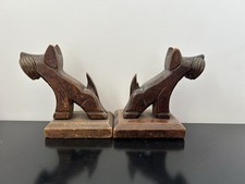 PAIRE DE SERRES LIVRES BOIS ART DÉCO CHIENS 