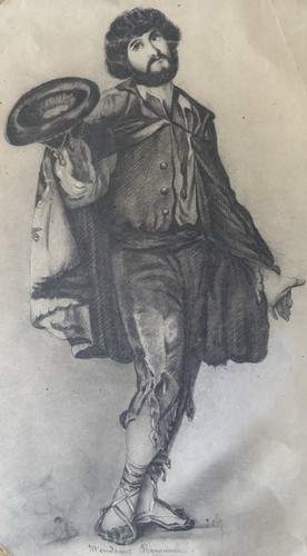 Dessin ancien crayon - crayon, mendiant