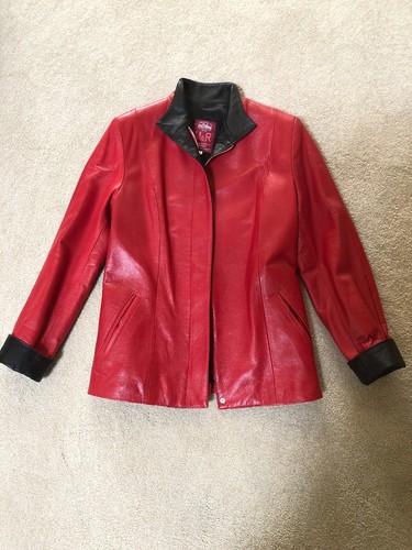 Women red leather jacket - women’s,
