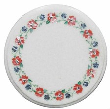 12 " Marbre Rond Table Top Demi Précieux Pierres Incrustation Travail Décor