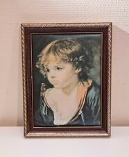 Petit cadre en bois avec reproduction sur tissu d’un garçonnet Garçon 