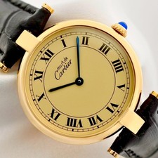 Montre Cartier Must de Cartier Vendome LM Vermeil Quartz Gold Ring Ceinture N...