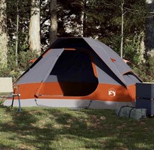 Tente De Camping A Dôme 2 Personnes Orange Gris Imperméable Abri De Camping