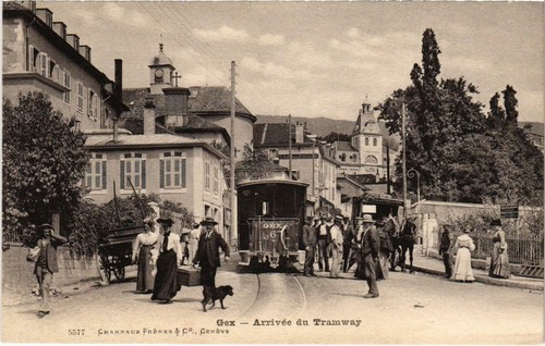 Cpa gex arrivee tramway - gex,