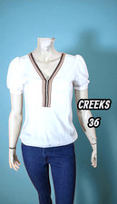 Creeks Taille 36 Haut top blouse manches courtes blanche femme tee