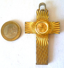 CURIEUSE CROIX PENDENTIF VERS 1970 AVEC MONTRE MÉCANIQUE SORNA À RESTAURER