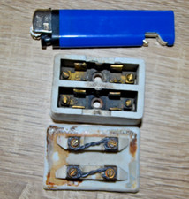 Ancien fusible double type tabatière en porcelaine à fil d'étain (Fil non fourni