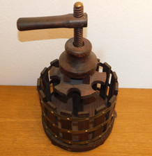 vintage ancien PORTE 6 BOUTEILLE de VIN en bois PRESSE à RAISIN pressoir TONNEAU