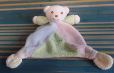 B14G / doudou plat ours bleu rose vert TAKINOU