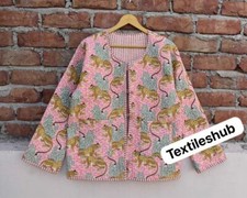 Rose Bébé Tigre Coton Matelassé Veste Handmade Veste Coton Femmes Vêtements US