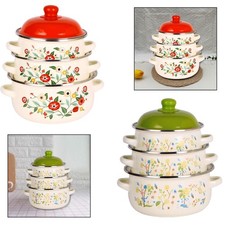 Lot de 3 marmites en émail