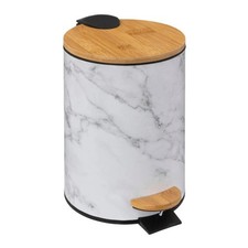 Poubelle à Pédale Imprimé Marbre "Léa" 3L Blanc