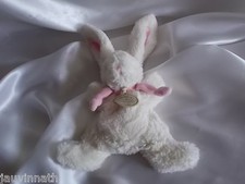 Doudou lapin bonbon blanc, fourrure, écharpe rose, Doudou et compagnie (cie)
