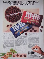 PUBLICITÉ 1990 M&M TREETS SELECTION CHOCOLAT FOND DANS LA BOUCHE -ADVERTISING