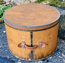 ANCIENNE GROSSE BOITE A CHAPEAU EN BOIS COURBÉ RONDE 40 cm DIAMÈTRE 28 cm HAUT